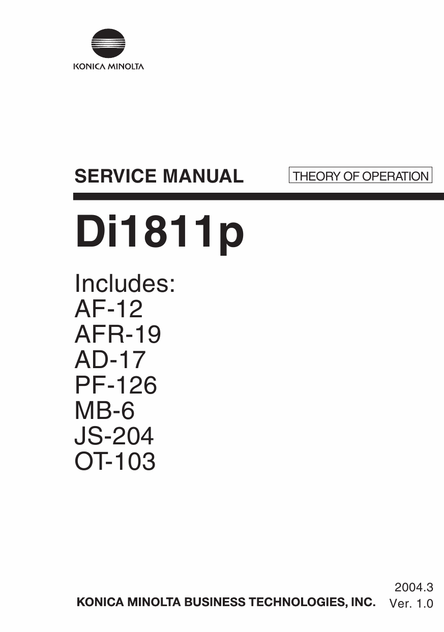 Konica-Minolta MINOLTA Di1811p THEORY-OPERATION Service Manual-1